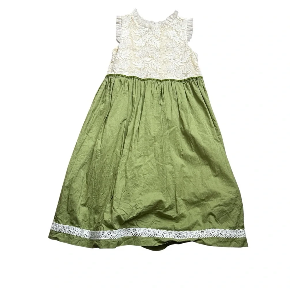 Elestory Holly Dress Cream‎ Green Size 10-12